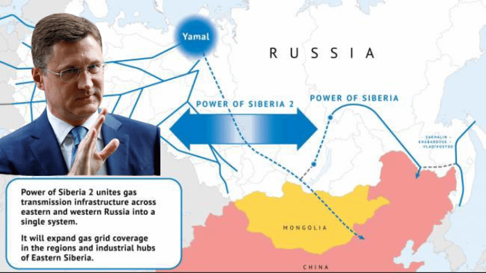 Pipa Power of Siberia 1 membentang sepanjang 3.000 km melalui Siberia dan masuk ke provinsi Heilongjiang di timur laut China. Rusia dan China akan segera menandatangani kontrak proyek pipa gas Power of Siberia-2, yang akan mengalirkan gas Rusia ke China, kata Wakil Perdana Menteri Rusia Alexander Novak hari Kamis malam, 16/5/2024. MSN.COM