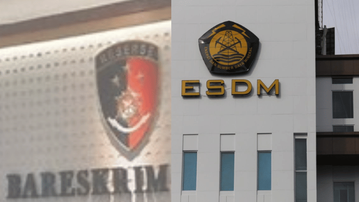Kantor Bareskrim dan kantor Kementrian ESDM. Separasi foto energinews.com) 